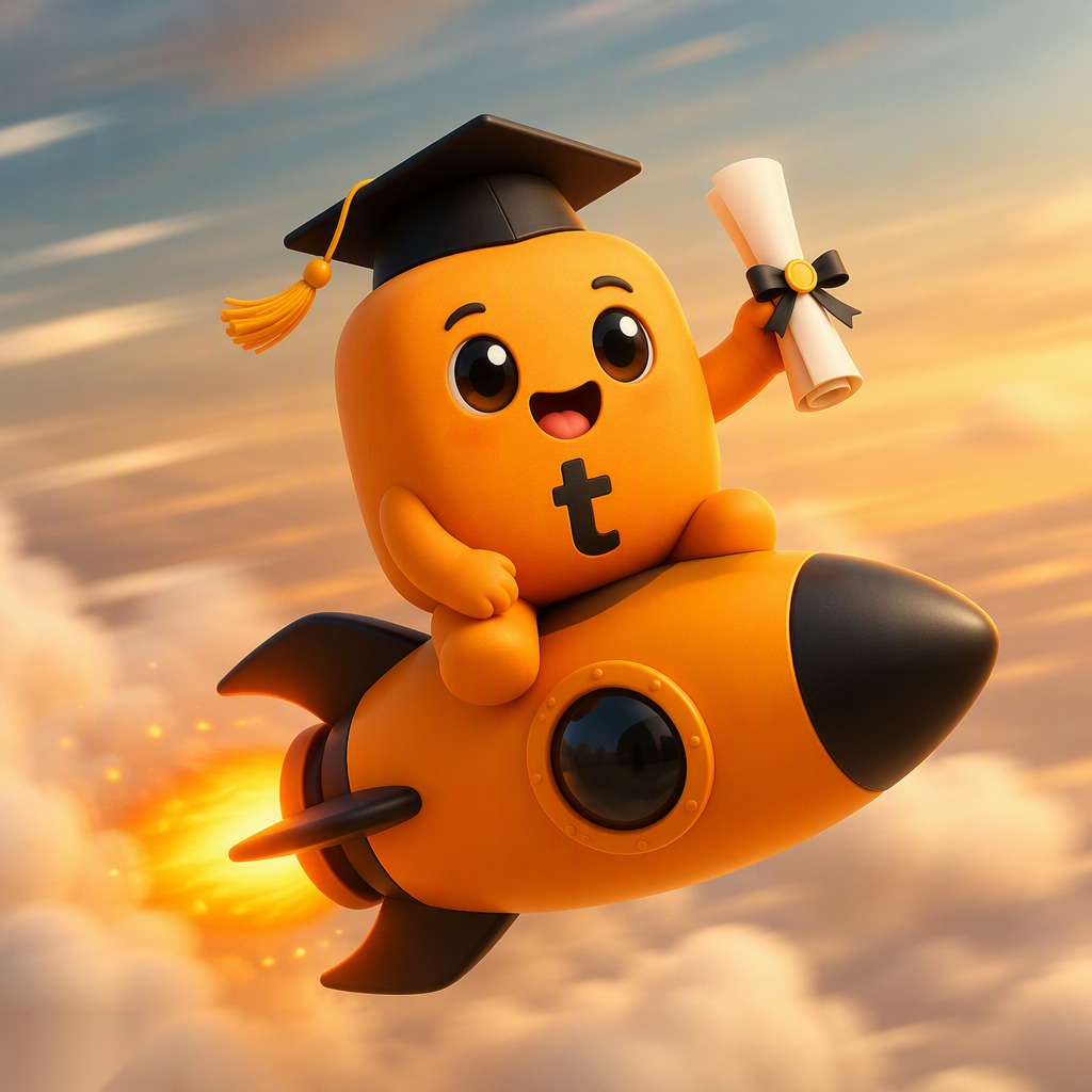 mini TUT riding a rocket