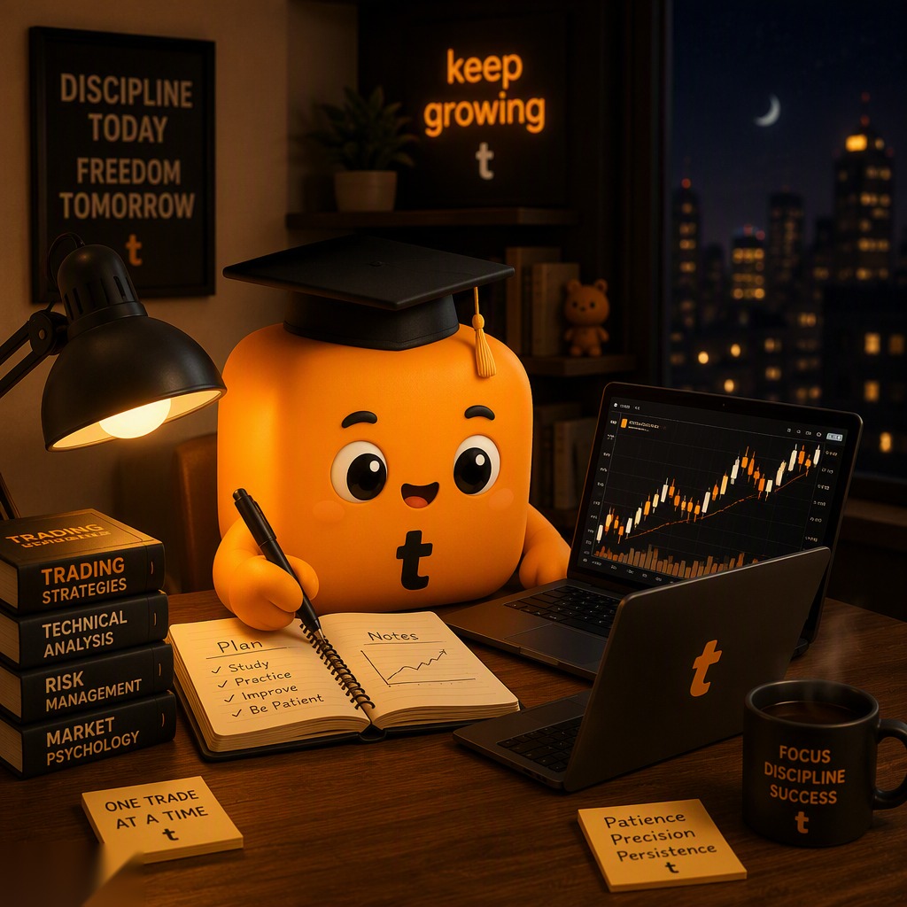 mini TUT studying charts at night